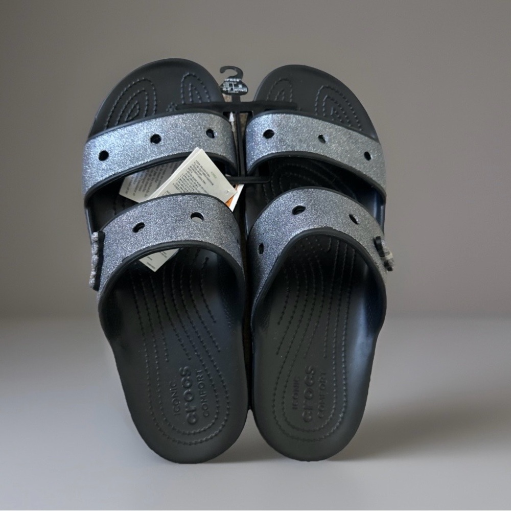 NEW ✨ Crocs Classic Graphic Black Glitter M12/W14